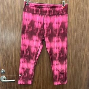Under Armour Womens Pink Tie-Dye Compression Cropped Leggings. Medium